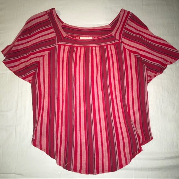 Universal Thread Red Striped Shirt Square Neck - Picture 2 of 4